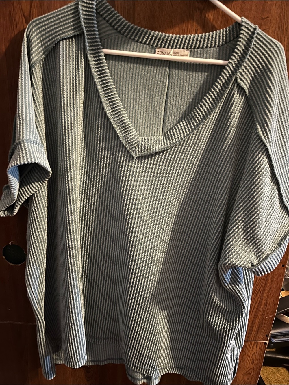 Zenana Outfitters V-Neck Ribbed tops Pack - Black, Hot Pink, Lavender, Sage. - Picture 5 of 9